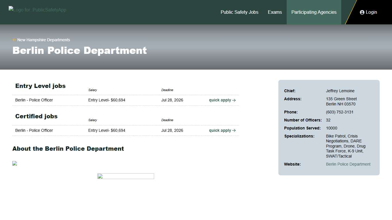 Berlin NH Police Department PublicSafetyApp