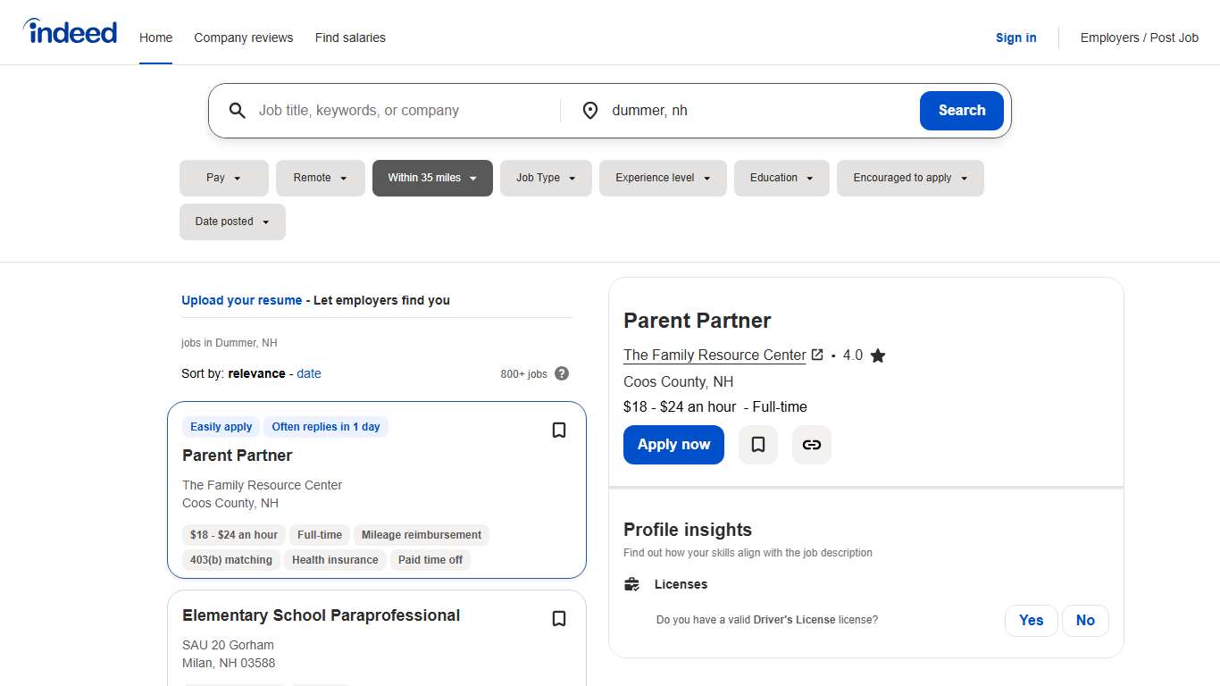 800 Jobs, Employment in Dummer, NH January 27, 2026| Indeed